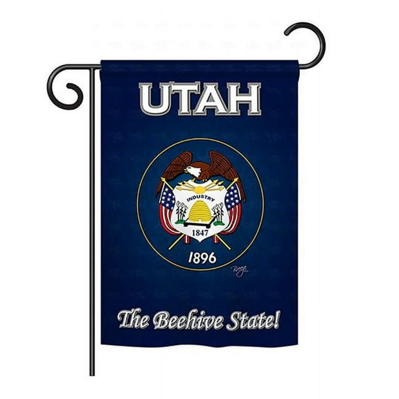 BD-SS-GS-108114-IP-BO-D-US13-BD 13 x 18.5 in. Utah Americana States Impressions Decorative Vertical Double Sided Garden Flag Set with Banner Pole