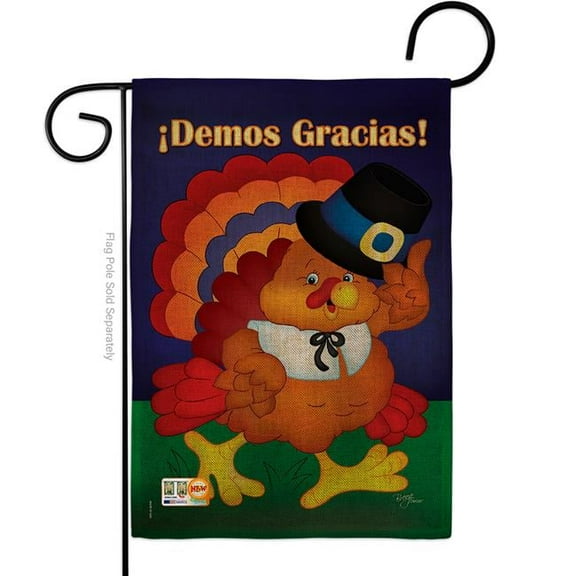 BD-TG-G-113037-IP-DB-D-US10-BD 13 x 18.5 in. Happy Thanksgiving Turkey Burlap Fall Impressions Decorative Vertical Double Sided Garden Flag