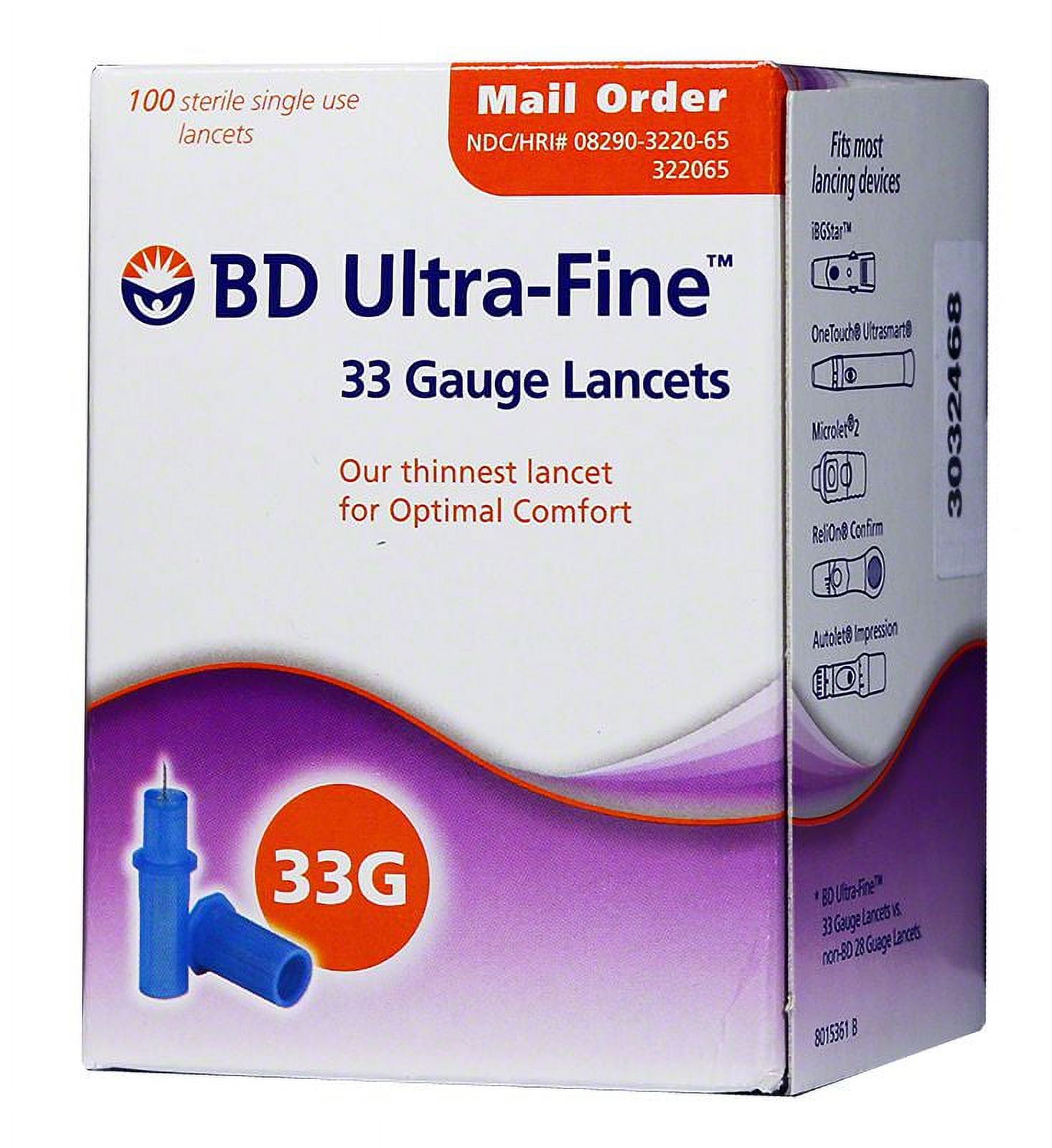 BD UltraFine 33 Gauge Lancets Box of 100