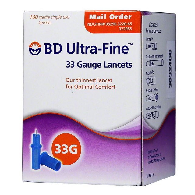 BD UltraFine 33 Gauge Lancets Box of 100