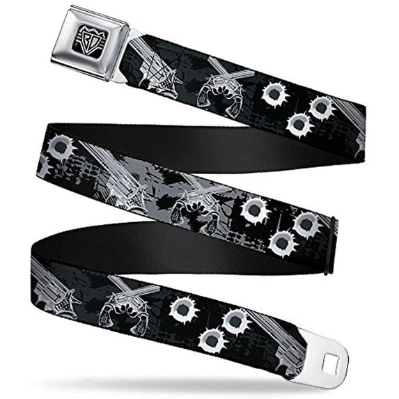 BD Wings Logo Brushed CLOSE-UP Black Silver Seatbelt Belt - Revolvers Black Seatbelt Belt Standard