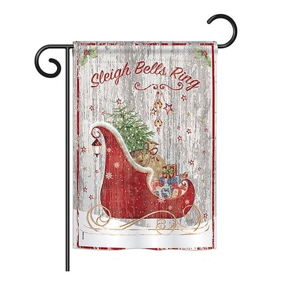BD-XM-G-114189-IP-BO-DS02-US Sleigh Bells Ring Winter - Seasonal Christmas Impressions Decorative Vertical Garden Flag - 13 x 18.5 in.