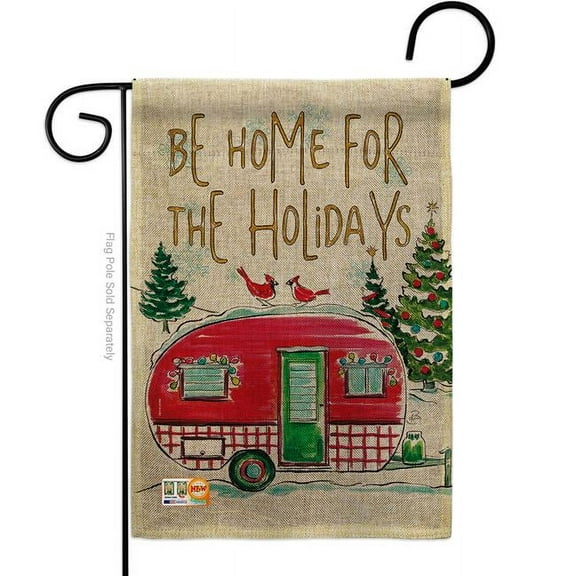 BD-XM-G-114201-IP-DB-D-US18-WA 13 x 18.5 in. Home for Holidays Burlap Winter Christmas Impressions Decorative Vertical Double Sided Garden Flag