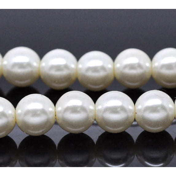 BD223- 12mm Ivory Glass Pearl Imitation Round Beads - 16 1/4 inch strand (Approx. 36 Beads)