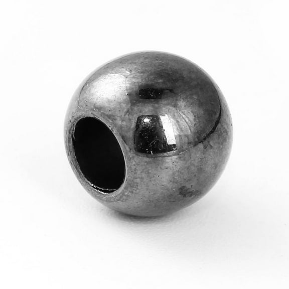 BD263 - 100 pcs Gunmetal Smooth Ball Spacer Beads - 10mm - Large Hole: 4.7mm - Fits European Cords and Paracord!