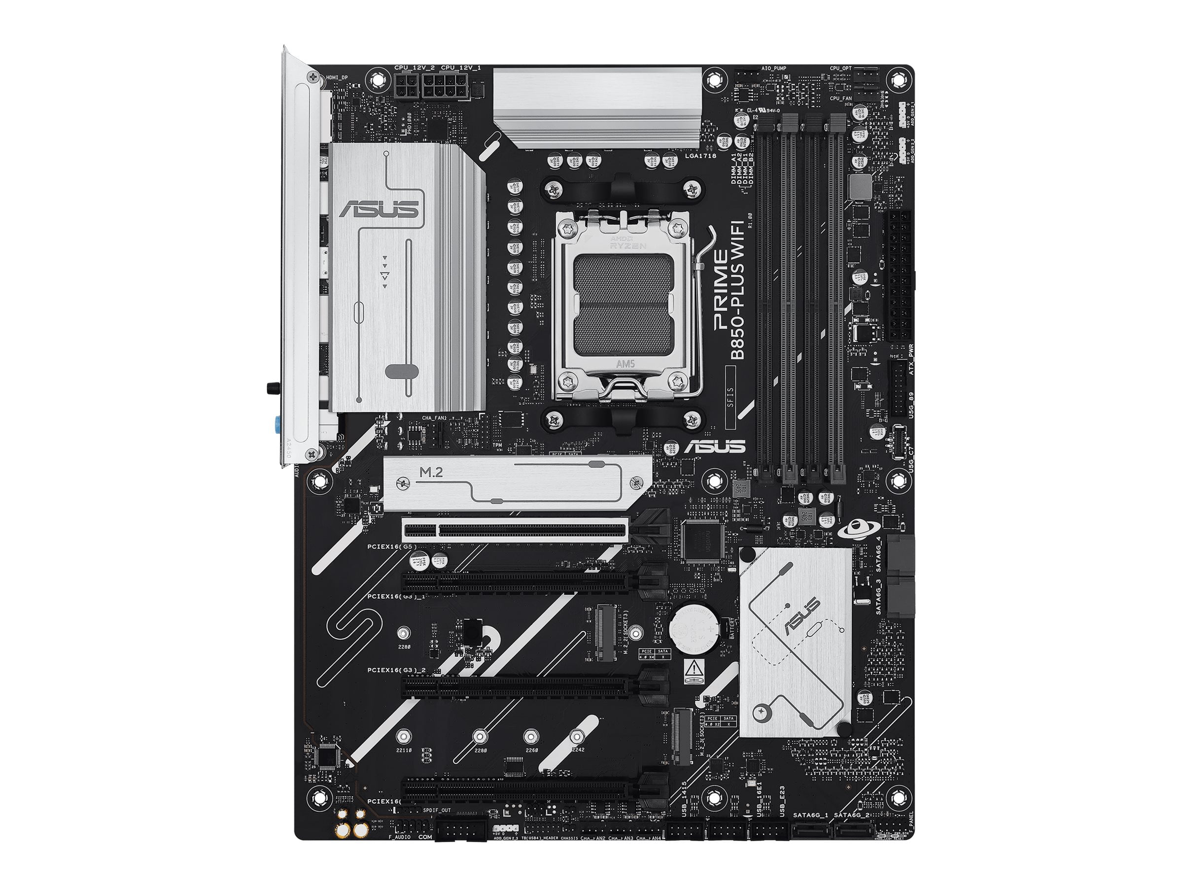 ASUS PRIME B850-PLUS WIFI - Motherboard - ATX - Socket AM5 - AMD B850 Chipset - USB-C 3.2 Gen2, USB 3.2 Gen 2, USB 3.2 Gen 1, USB-C 3.2 Gen 1 - 2.5 Gigabit LAN, Wi-Fi 6E, Bluetooth - onboard graphics (CPU required) - HD Audio (8-channel)