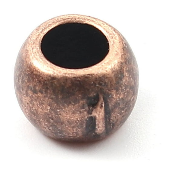 BD632 - 20 pcs Antique Copper Metal Ball Spacer Beads - 10mm - Large Hole: 5mm - Fits European Cords and Paracord!
