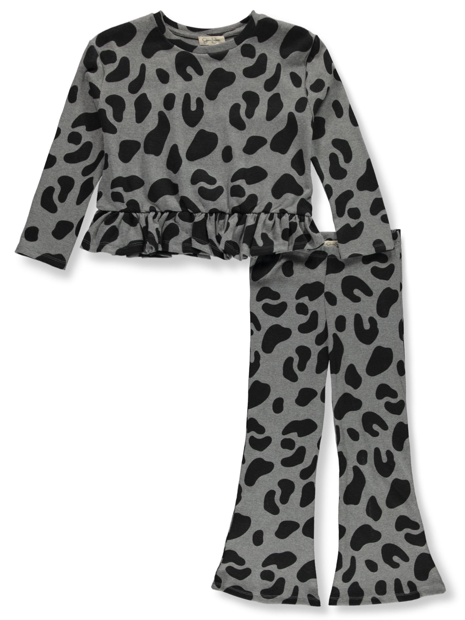 Girls' Ruffle Hem Top and Flare Pants Set, 2-Piece, Sizes 4-12