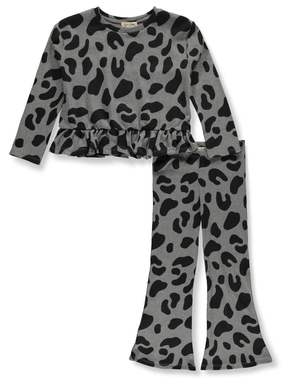 Girls' Ruffle Hem Top and Flare Pants Set, 2-Piece, Sizes 4-12