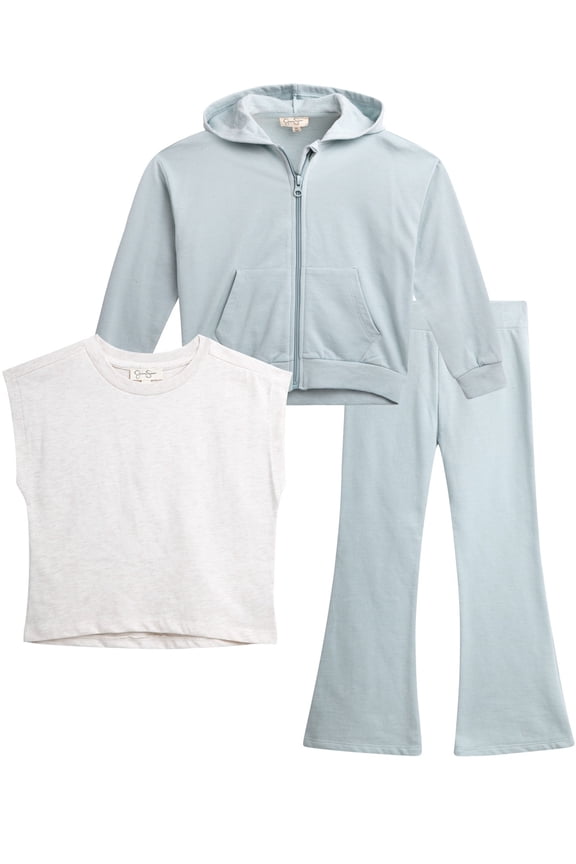 Girls' Tee, Hoodie and Flare Pants Set, 3-Piece, Sizes 4-8
