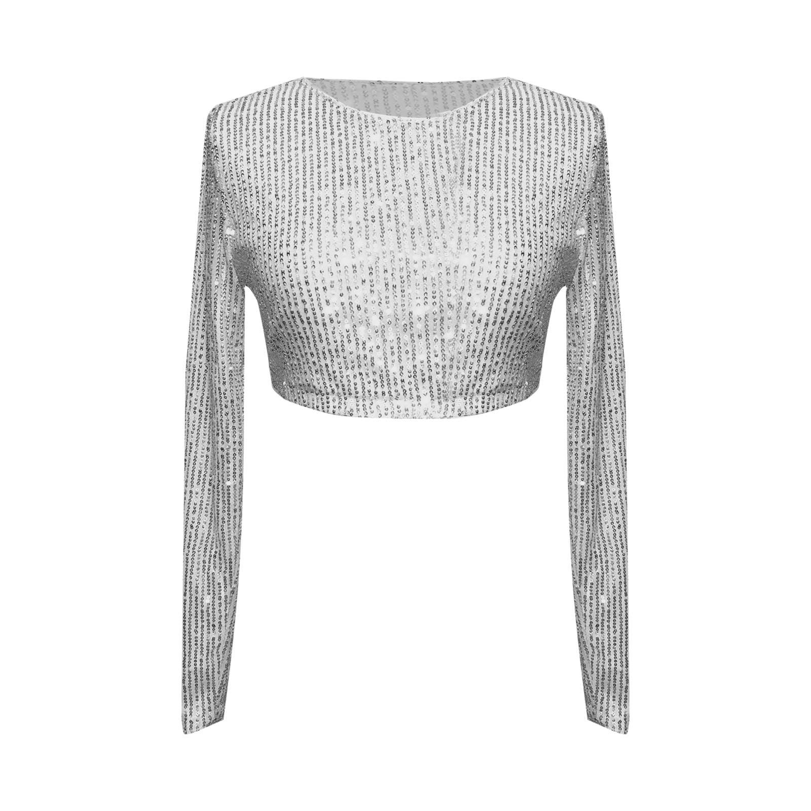 white sequin crop tops