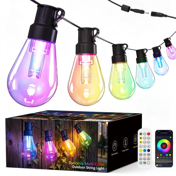 BDEKIL 200FT RGB+IC Outdoor String Lights, DreamColor Chasing Effect Patio Lights with Dimmable Shatterproof IP67 Waterproof LED Bulbs, Ideal for Backyard, Balcony, Outdoor Living & Party Decor
