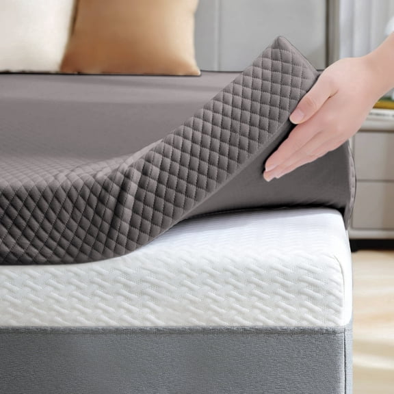BDEUS 2 Inch Gel Memory Foam Mattress Topper, Cool Gel Infused Foam Bed Topper, Pressure Relief, Removable Soft Cover, Twin Size,Gray