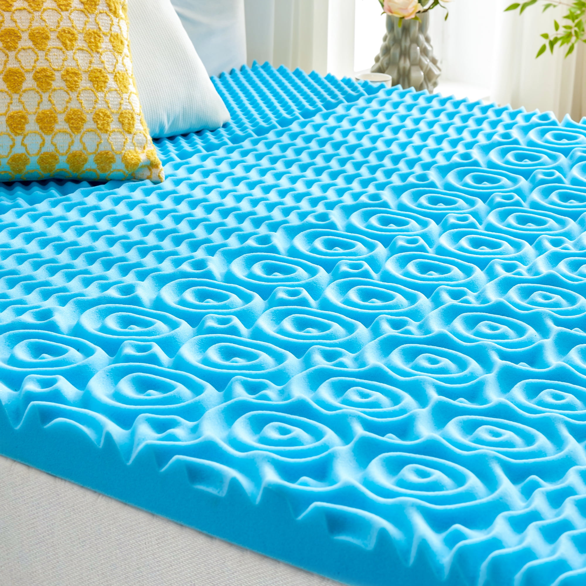 BDEUS 2 inch Mattress Topper, Cooling Gel Memory Foam Zoned Support Bed Topper for Pressure Relief, Twin