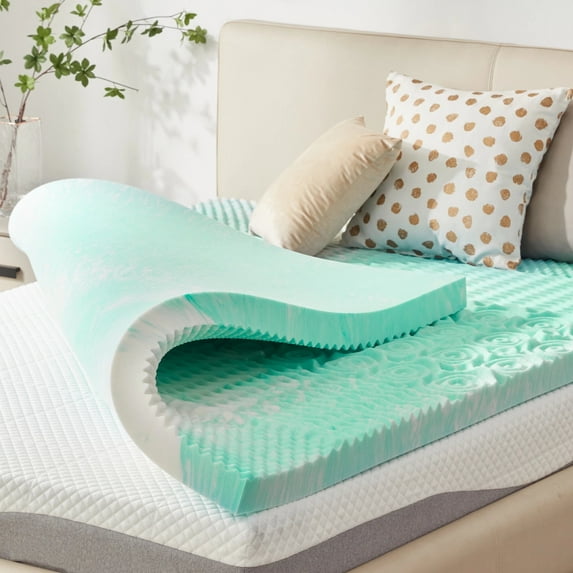 BDEUS 2 inch Mattress Topper, Cooling Gel Memory Foam Zoned Support Bed Topper for Pressure Relief, Full