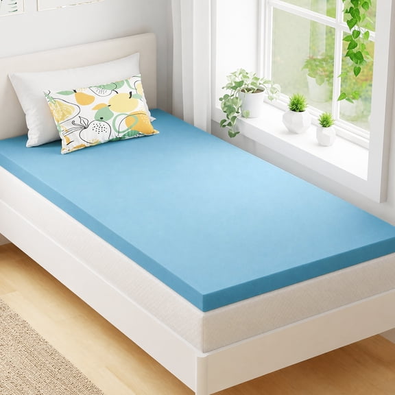 BDEUS 2 inch Mattress Topper, Cooling Gel Memory Foam Bed Topper for Pressure Relief, Twin-XL