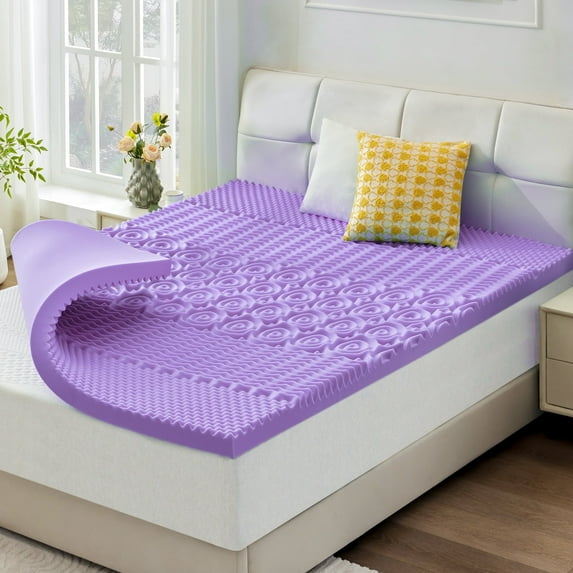 BDEUS 2" Gel Memory Foam Mattress Topper 5-Zoned Support Mattress Topper,Reversible Beds Topper,California King Size