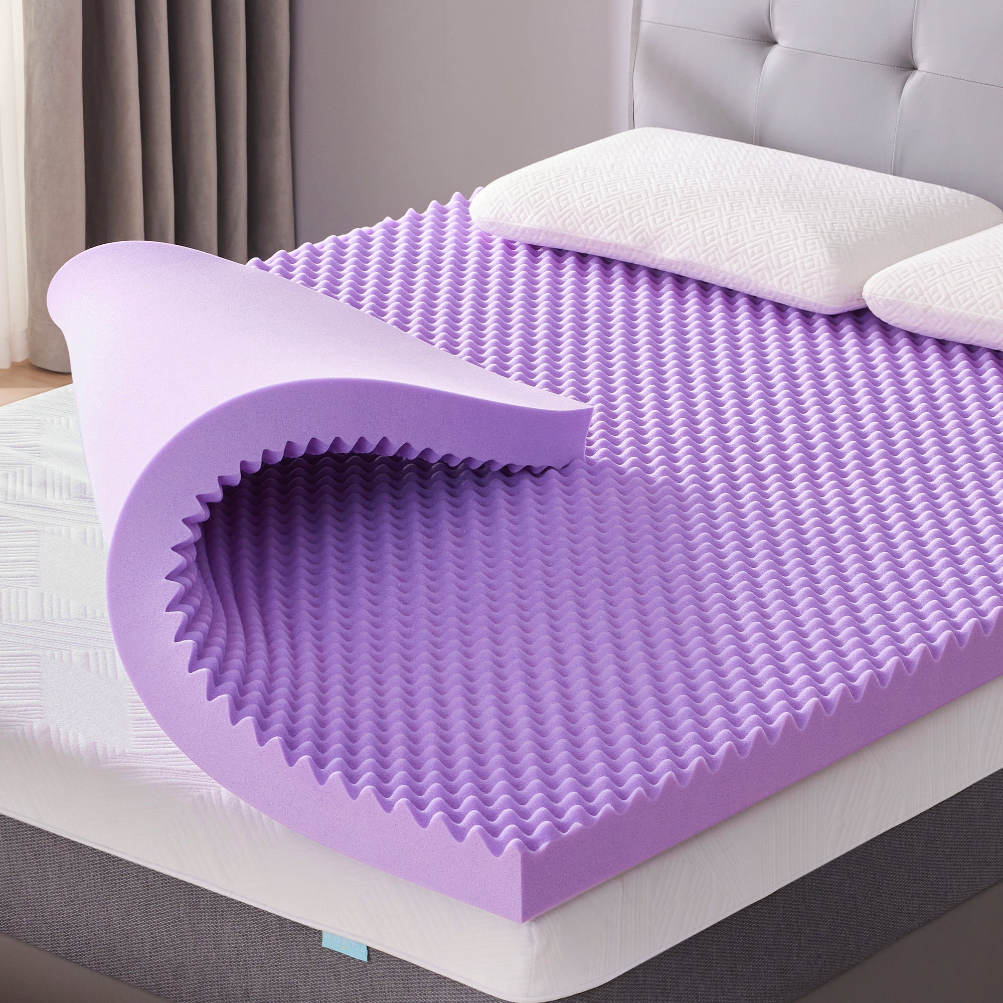 View of BDEUS 3 inch Gel Cooling Memory Foam Mattress Topper, Memory Foam Egg ...