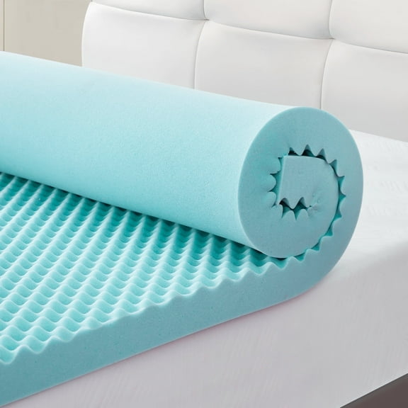 BDEUS 4 inch Gel Cooling Memory Foam Mattress Topper, Memory Foam Egg Crate Mattress Topper, CertiPUR-US Certified, Twin Size
