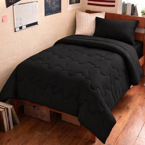 BDEUS 5 Pieces Comforter Set Twin/Twin-XL,Bed in A bag,All Seasons Bedding sets with Comforter,Fitted Sheet,Flat Sheet,Pillowcase & Shame,Black