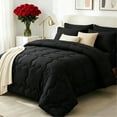 thumbnail image 1 of BDEUS 7 Pieces Comforter Set Queen，Bed in A bag，All Seasons Bedding sets with Comforter,Fitted Sheet,Flat Sheet,Pillowcases & Shames，Black, 1 of 11