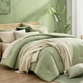 thumbnail image 1 of BDEUS 7 Pieces Comforter Set Queen，Bed in A bag，All Seasons Bedding sets with Comforter,Fitted Sheet,Flat Sheet,Pillowcases & Shames，Sage green, 1 of 11