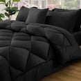 thumbnail image 1 of BDEUS 7 Pieces Comforter Set Queen，Bed in A Bag，All Seasons Bedding Sets with Comforter,Fitted Sheet,Flat Sheet,Pillowcases & Shams, Black, 1 of 14