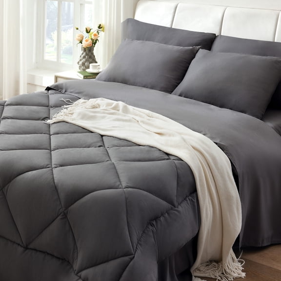 BDEUS Twin Comforter Set 4 Pieces,Comforter Set,Bed in a Bag, Bedding Set with Comforter,Fitted Sheet,Flat Sheet,Pillowcase, All Season