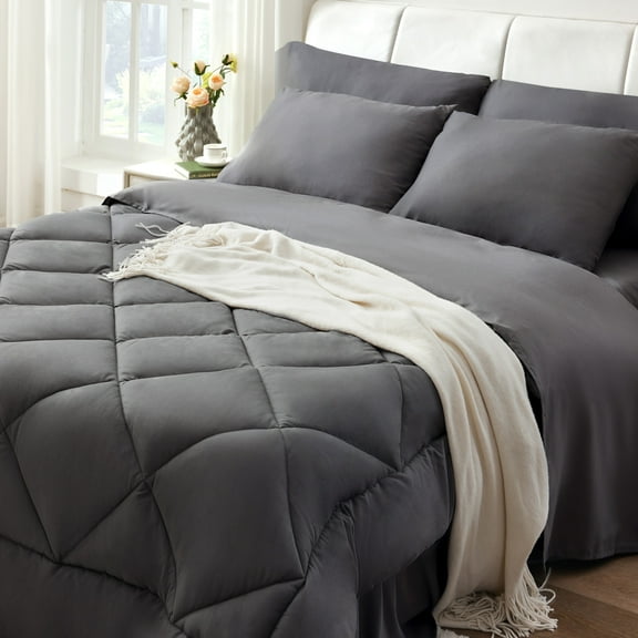 BDEUS Twin Comforter Set 4 Pieces,Comforter Set,Bed in a Bag, Bedding Set with Comforter,Fitted Sheet,Flat Sheet,Pillowcase, All Season