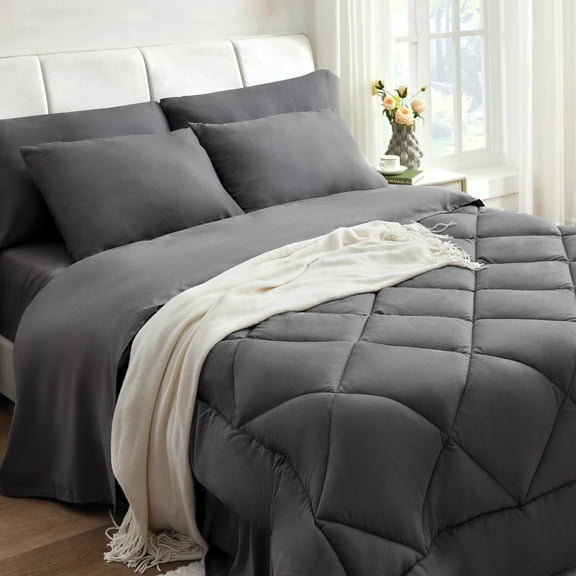 BDEUS Comforter Set Reversible 2 Piece Extra Soft Bedding Set Comforters Bed Set with 1 Pillow Case for All Seasons Twin/Twin XL Size Grey