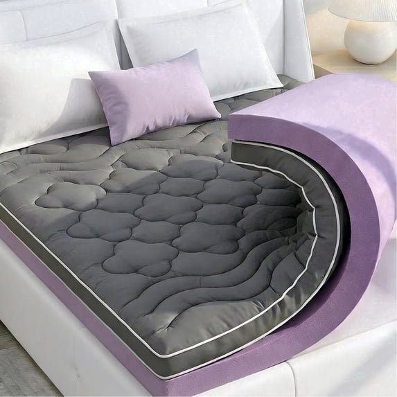 BDEUS Dual Layer 5 in Memory Foam Mattress Topper, 2 in Egg Crate Memory Foam and 3 in Pillow Top Mattress Pad Cover for Back Pain,King Size