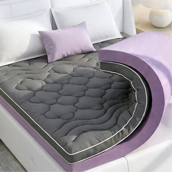 BDEUS Dual Layer 5 in Memory Foam Mattress Topper, 2 in Egg Crate Memory Foam and 3 in Pillow Top Mattress Pad Cover for Back Pain,Queen Size