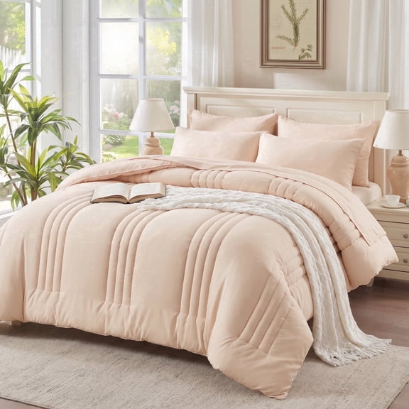 BDEUS Full Comforter Set 5 Pieces,Comforter Set,Bed in a Bag, Bedding Set with Comforter,Fitted Sheet,Flat Sheet,Pillowcase, All Season