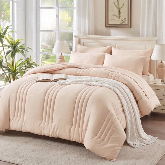 BDEUS Full Comforter Set 5 Pieces,Comforter Set,Bed in a Bag, Bedding Set with Comforter,Fitted Sheet,Flat Sheet,Pillowcase, All Season