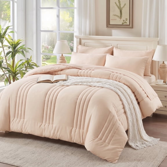 BDEUS Full Comforter Set 5 Pieces,Comforter Set,Bed in a Bag, Bedding Set with Comforter,Fitted Sheet,Flat Sheet,Pillowcase, All Season