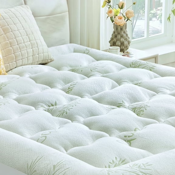 BDEUS Mattress Topper King for Back Pain,Bamboo Mattress Pad Cover,Mattress Pad,8-21" Deep Elastic Pocket, Plush Soft Down