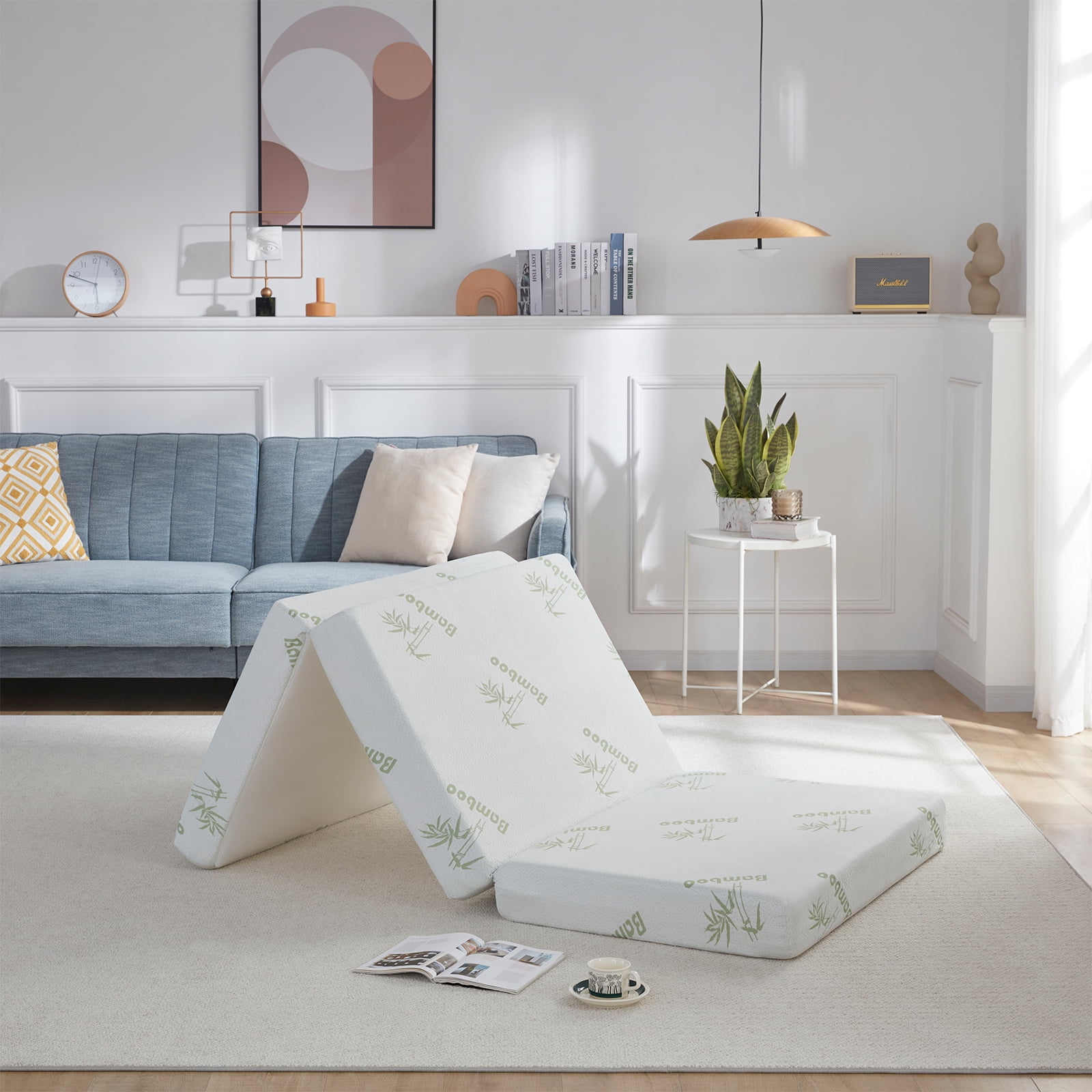 BDEUS 4 Inch TriFold Memory Foam Mattress with Storage Bag, CertiPUR