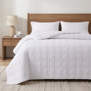 BDEUS Full/Queen Quilt, Lightweight Microfiber Quilt Bedspread, Soft Quilted Coverlet for All Season Use, Grid Quilting, White