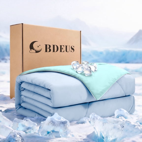BDEUS Cooling Comforter Queen Size, Cooling Blanket for Hot Sleepers & Night Sweats, Q-MAX Cooling Technology Lightweight Summer Comforter, Breathable Soft Bed Blanket, Teal Blue