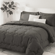 BDEUS Queen Comforter Set, 5 Pieces Comforter Set, Bed in a Bag, Bedding Set with Comforter, Fitted Sheet, Flat Sheet, Pillowcase, All Season, Dark Gray