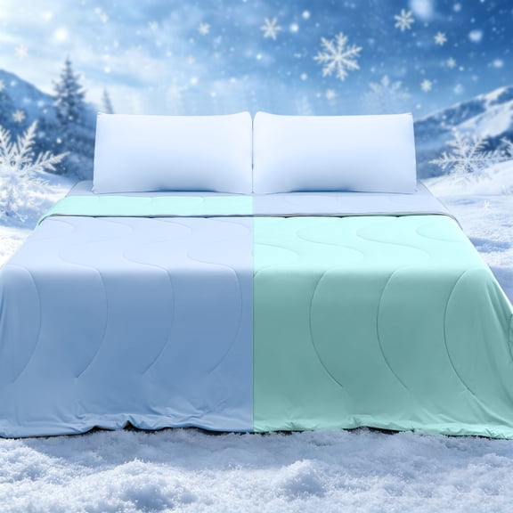 BDEUS Cooling Comforter Twin Size, Cooling Blanket for Hot Sleepers & Night Sweats, Q-MAX Cooling Technology Lightweight Summer Comforter, Breathable Soft Bed Blanket, Teal Blue