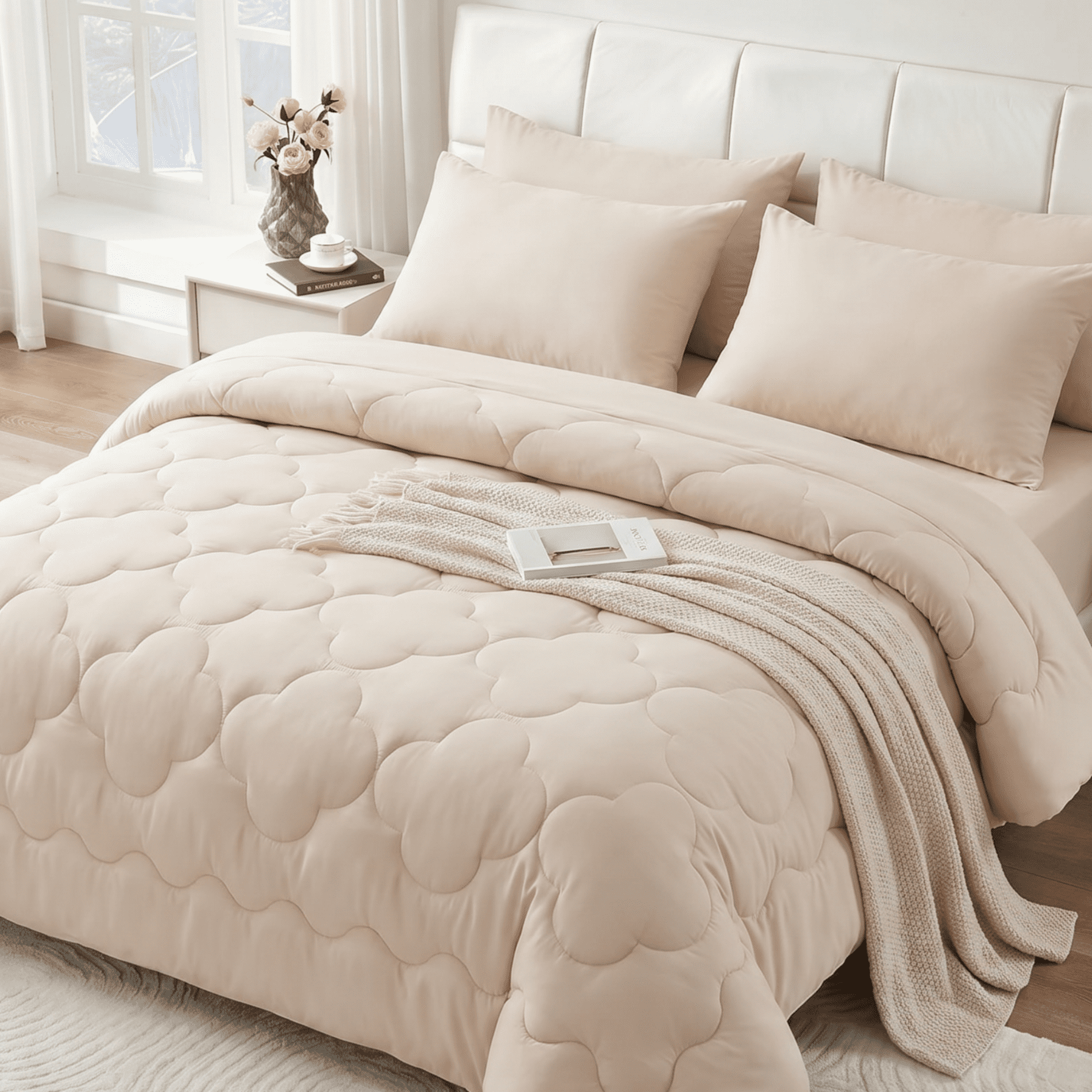 BDEUS Twin Comforter Set 4 Pieces,Bed in a Bag, Bedding Set with Comforter,Fitted Sheet,Flat Sheet,Pillowcase, All Seasons