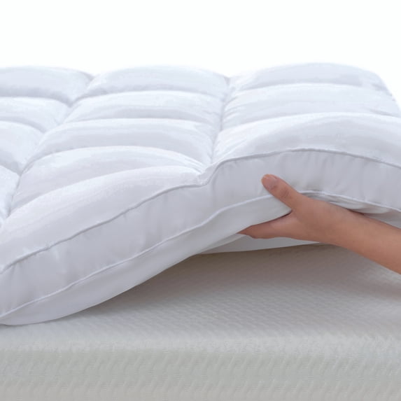 BDEUS Twin Size Extra Thick Mattress Topper, Cooling Mattress Pad Cover, Pillow Top Protector with 8-21 inch Deep Pocket, White