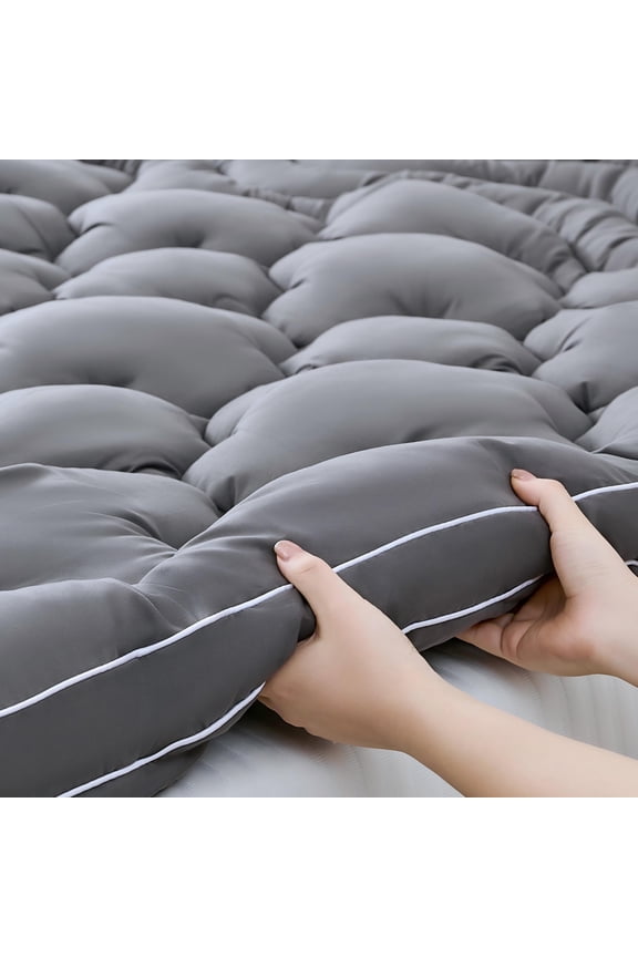 Extra Thick Twin Mattress Topper, Cooling Mattress Pad Cover, Mattress Protector with 8-21 Inch Deep Pocket,Comfortable,Gray