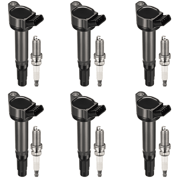BDFHYK Ignition Coil Pack and Spark Plugs for Toyota Lexus Highlander ES350 Avalon Camry RX350 RX450h Highlander Sienna Venza RAV4 3.5L V6 Replacement for UF487 6619, Sets of 6