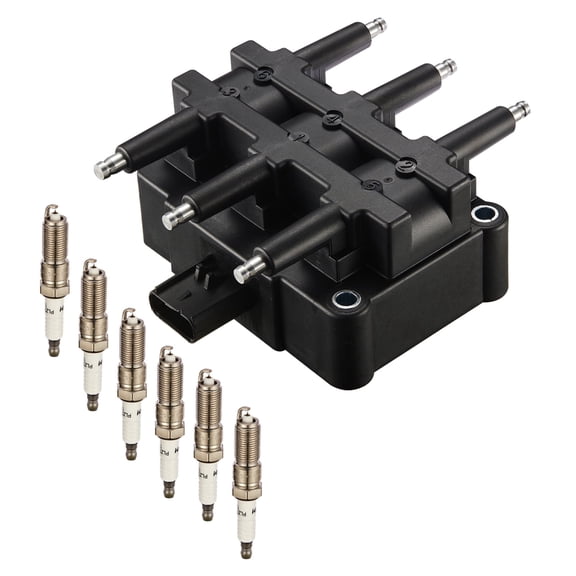 BDFHYK Ignition Coil Pack UF305 and Iridium Spark Plugs LZTR5AGP Compatible with Chrysler Pacifica Town & Country Voyage Dodge Grand Caravan Jeep Wrangler Vw Routan 3.3L 3.8L V6 for C1442 Set of 6