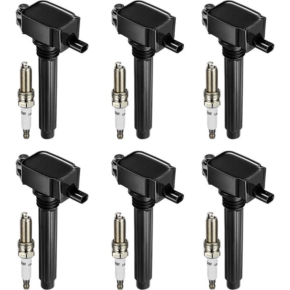 BDFHYK Ignition Coil Pack UF648 and Iridium Spark Plugs 97390 Compatible with Chrysler 200 300 Dodge Challenger Avenger Jeep Grand Cherokee Wrangler Volkswagen Routan 3.2L 3.6L V6, Sets of 6