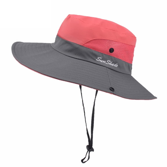 BDFZL Kids Girls Ponytail Sun Hat Outdoor UV-Protection Foldable Mesh Wide-Brim Beach Bucket-Cap (3-8Y)