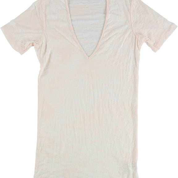 BDG Womens Burnout V-Neck Basic T-Shirt, Pink, X-Small