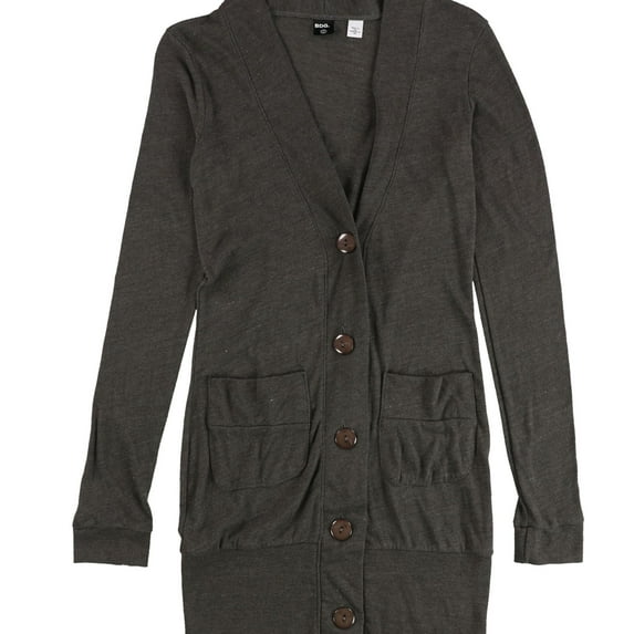 BDG Womens Heathered Front Pocket Cardigan Sweater, Grey, X-Small